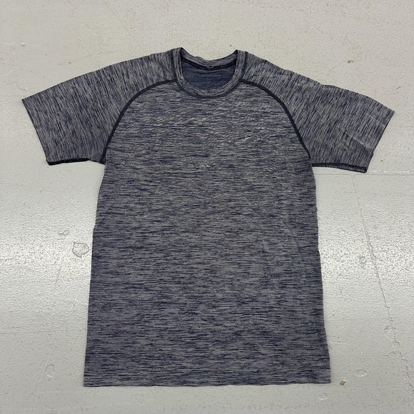 Lulu Lemon Mens Small Blue Gray Heather Performance Athletic Tee - Picture 1 of 8